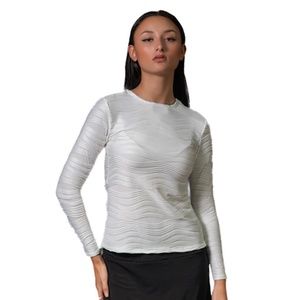 DEVORAH'S SECRET Elegant Modest Top White Waves